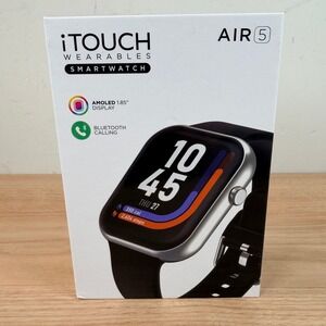 iTOUCH Air 5 Wearables Smartwatch Black Health Fitness AMOLED Bluetooth NEW